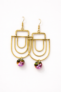 Arched Aura Crystal Charm Earrings