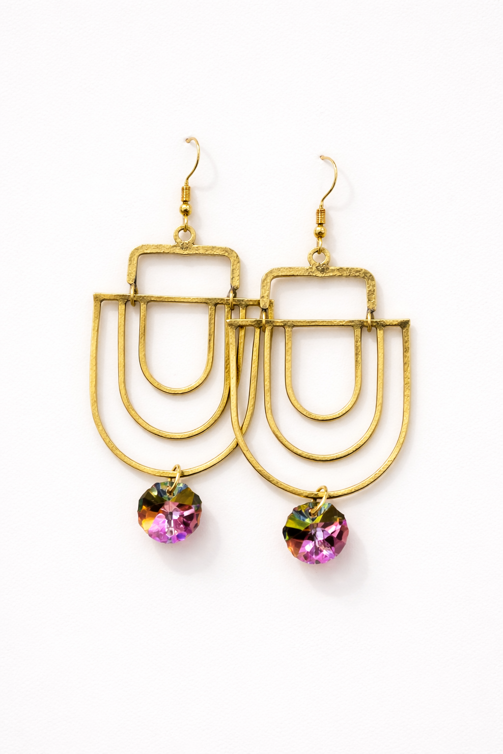 Arched Aura Crystal Charm Earrings