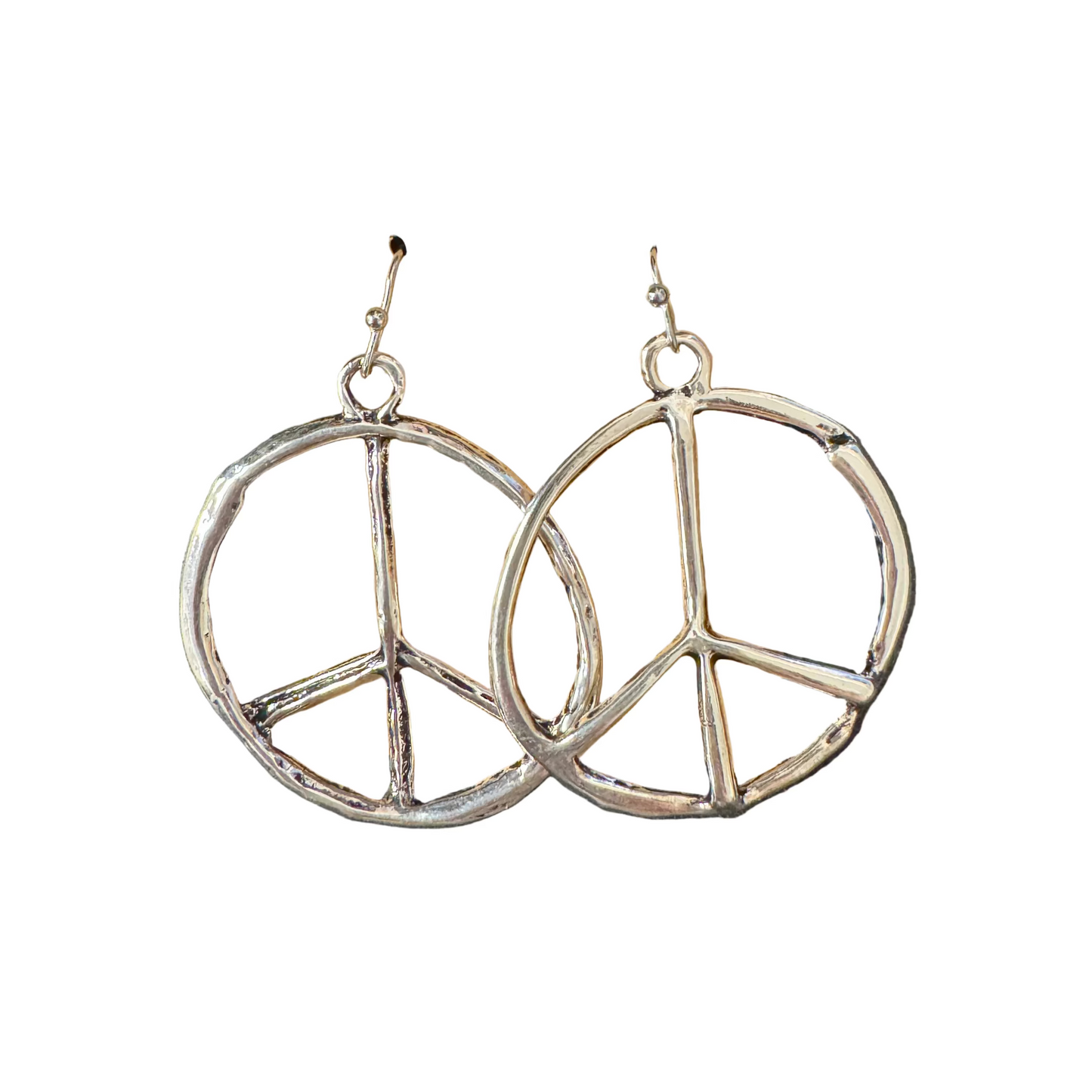 Silver Peace Sign Hoop Earrings