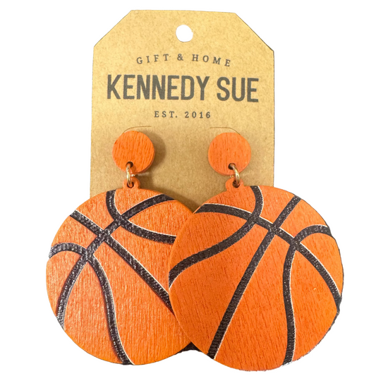 Wooden Basketball Earrings
