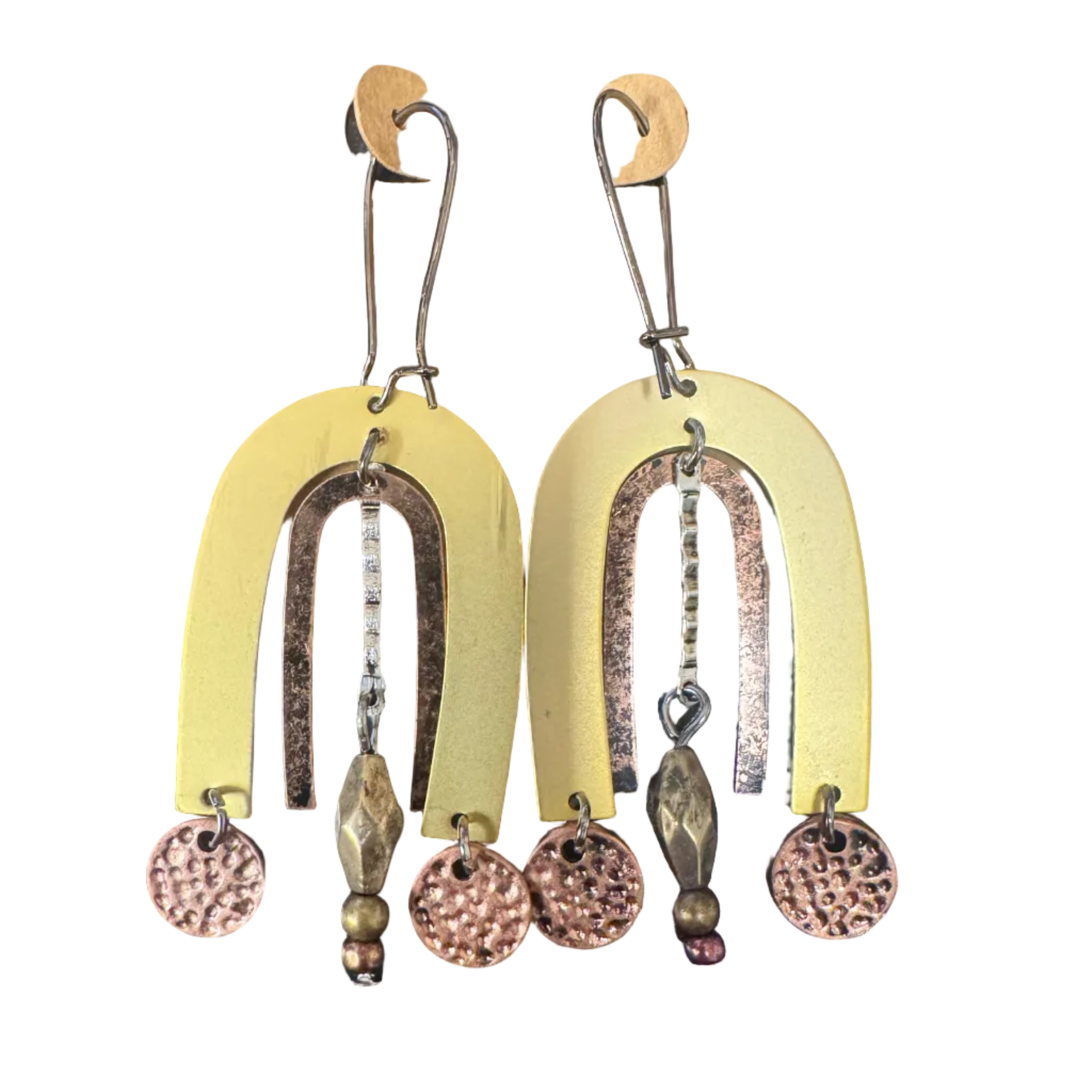 Double Arch Mixed Metal Dangle Earrings