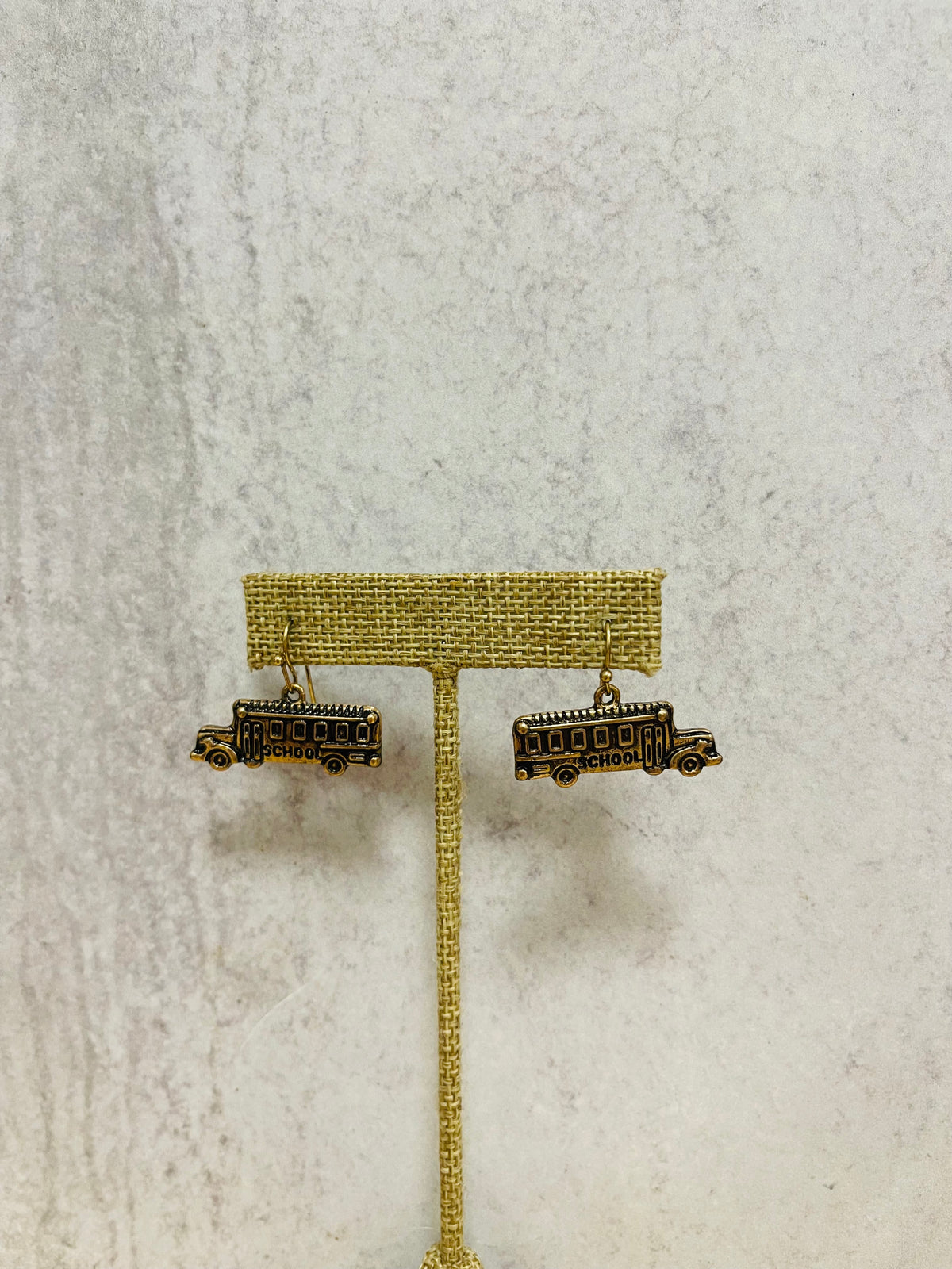 Metal School Bus Dangle Earrings