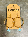Gold Circle Cross Dangle Earrings