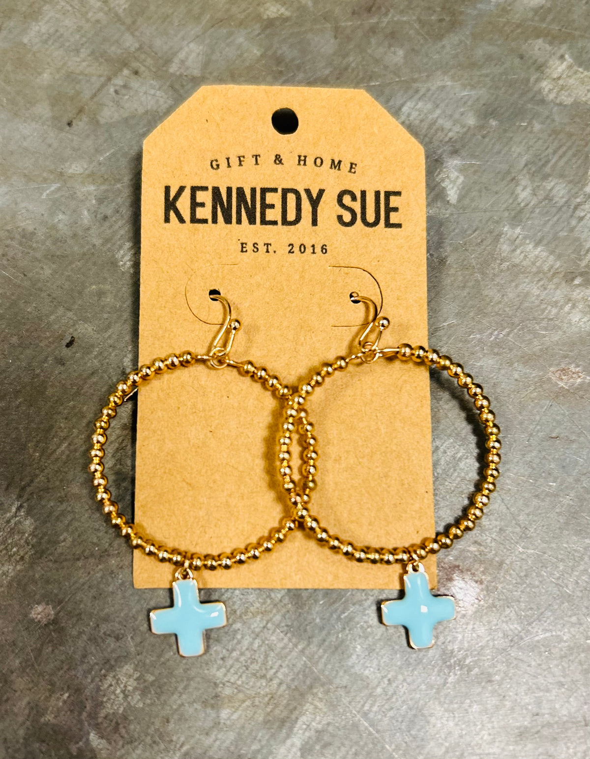 Gold Circle Cross Dangle Earrings