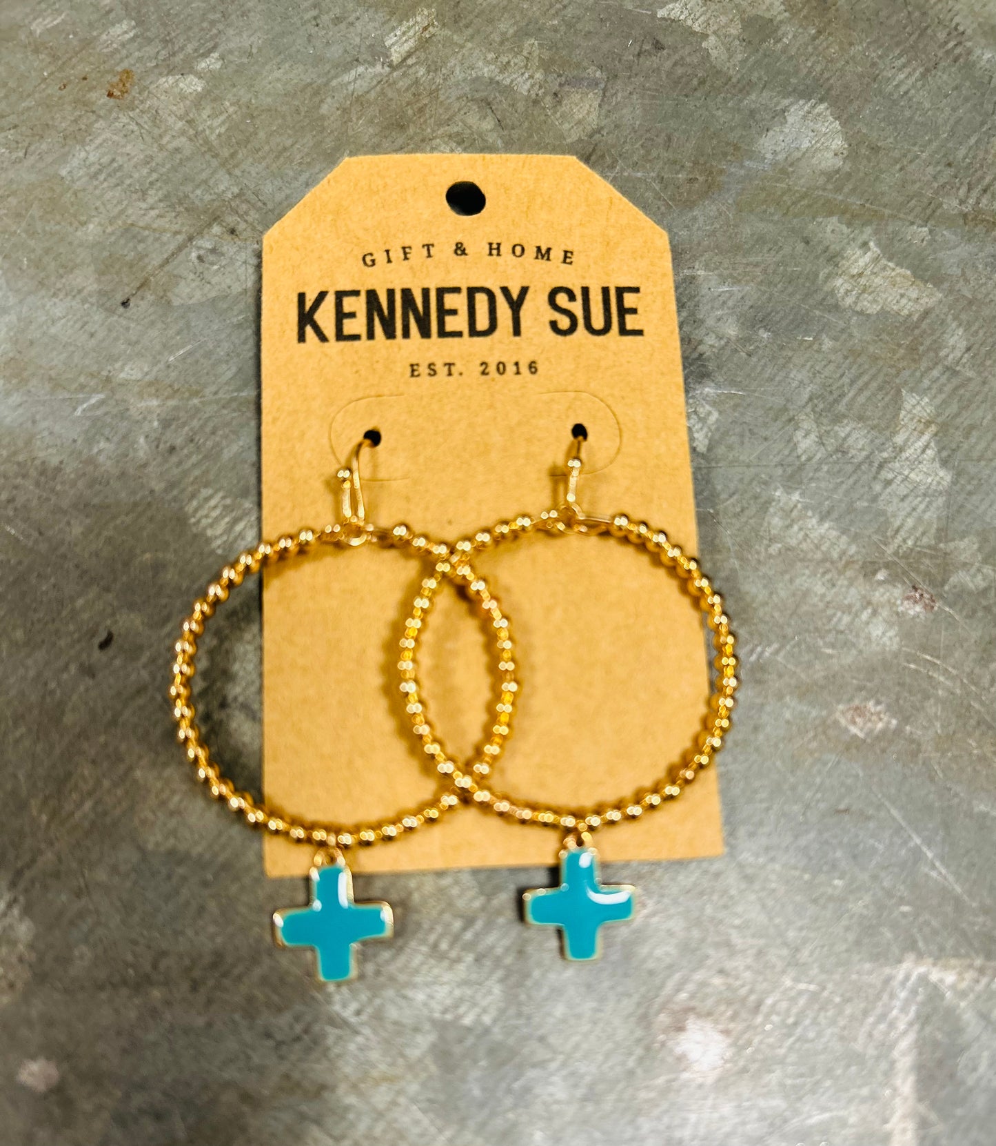 Gold Circle Cross Dangle Earrings