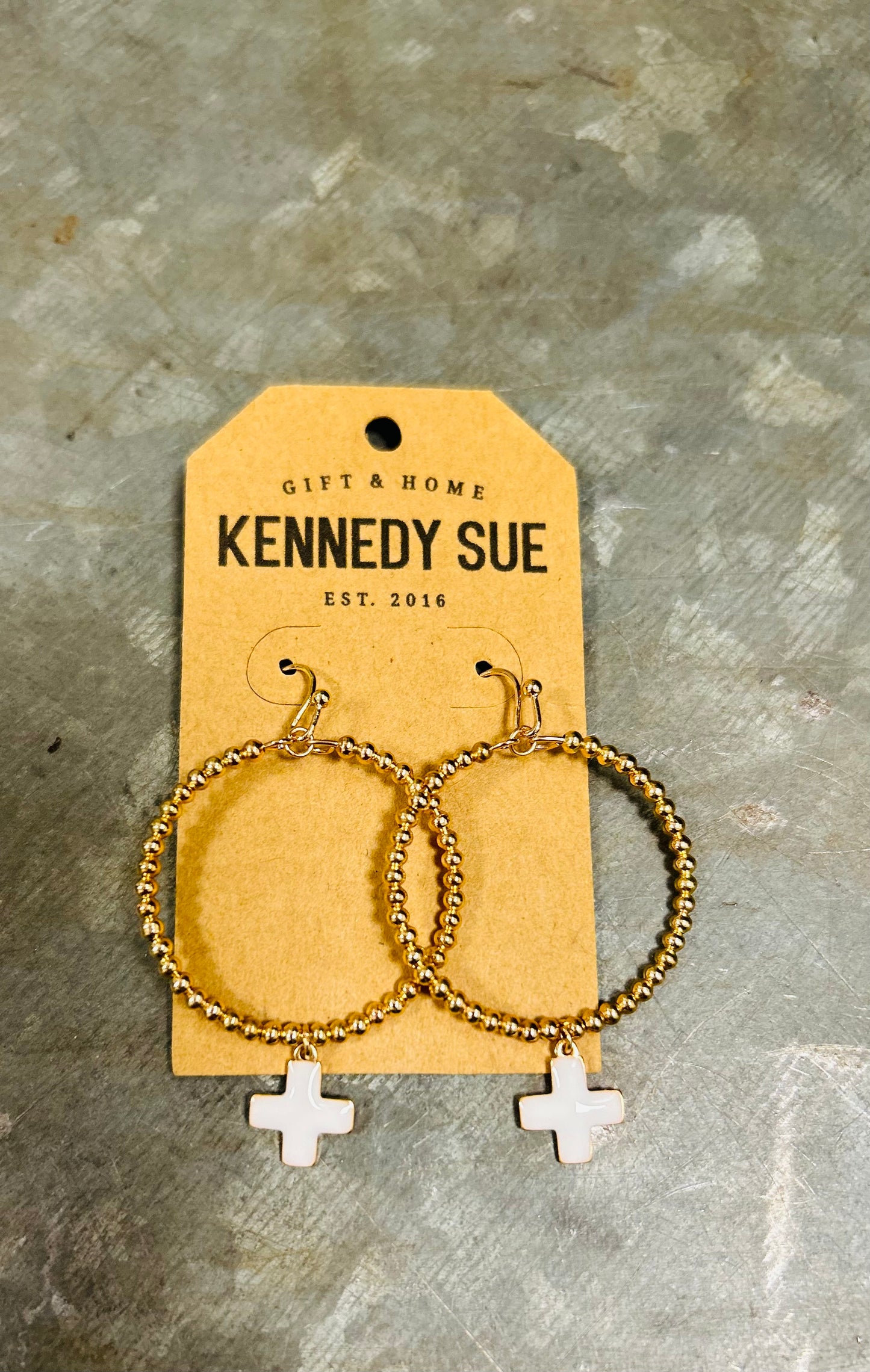 Gold Circle Cross Dangle Earrings