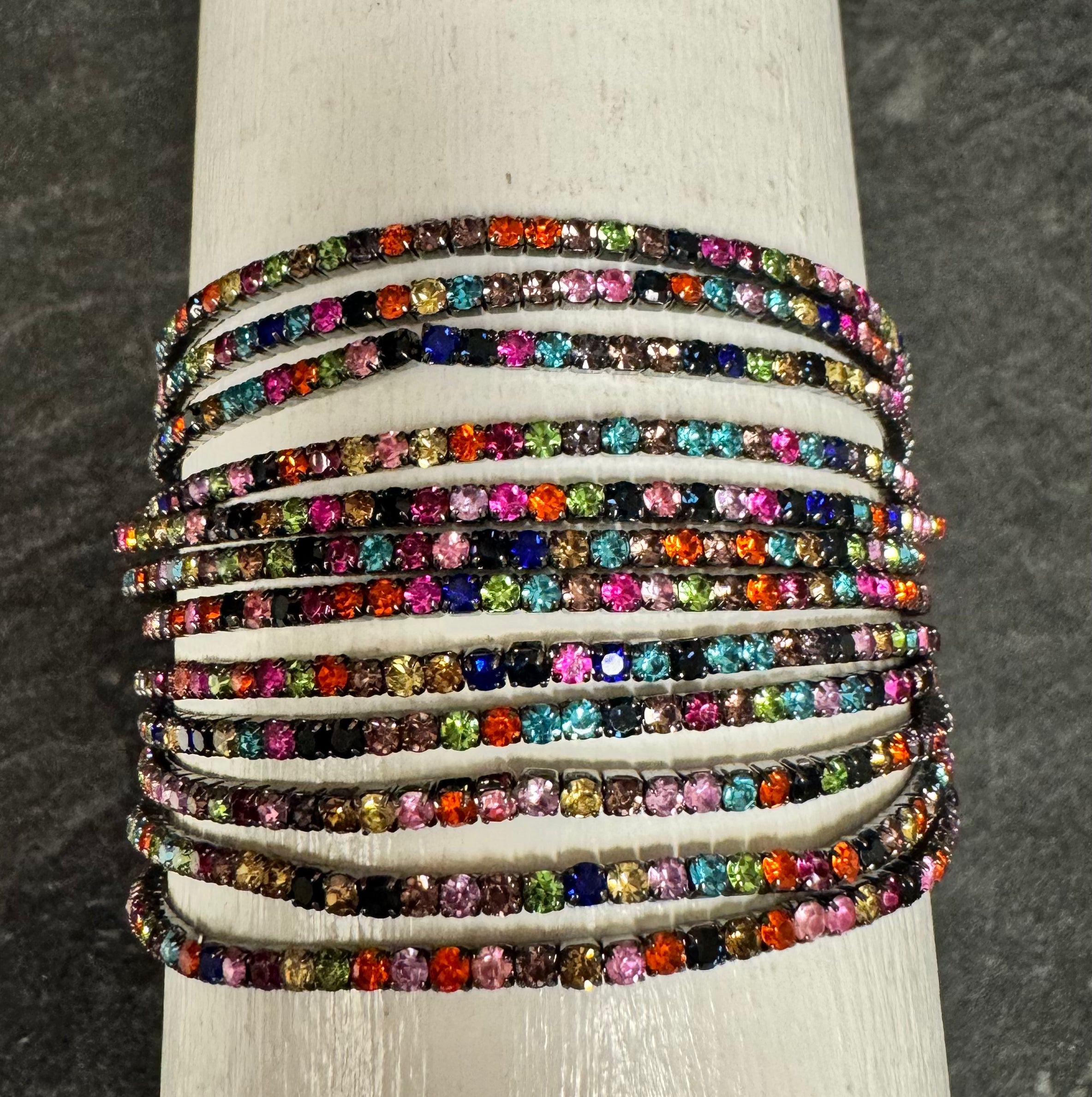 Iridescent Rhinestone Stretch Stacker Bracelets