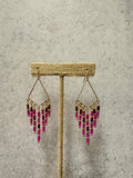 Diamond Shaped Beaded Fringe Earrings
