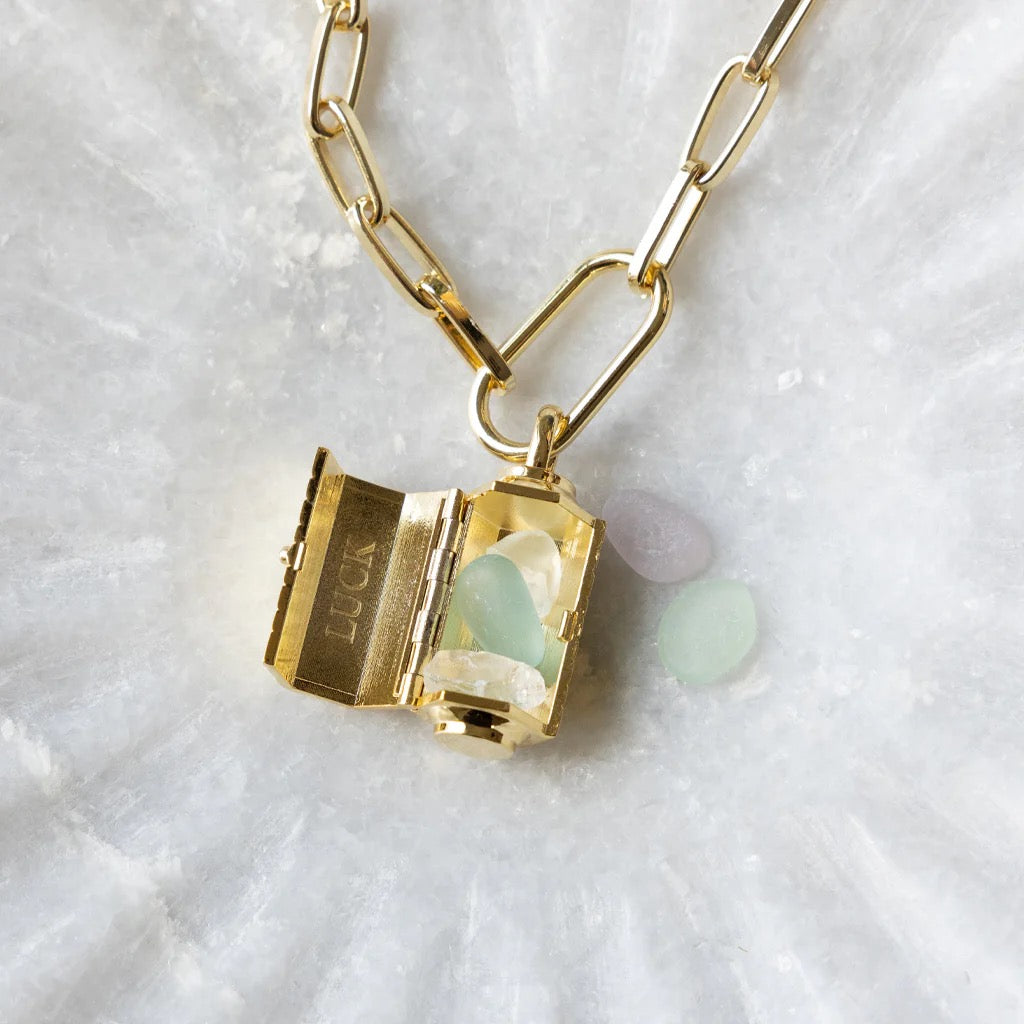 Stella Locket Necklace - Dalmatian Jasper/Joy
