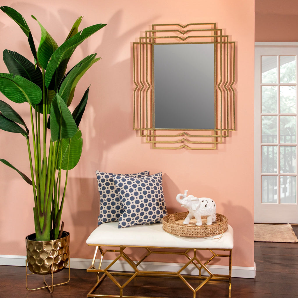 Gold Geometric Rectangular Mirror