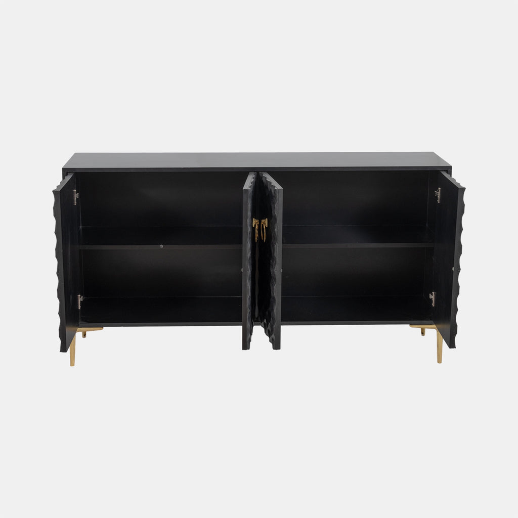 Black Wood and Gold Console Cabinet