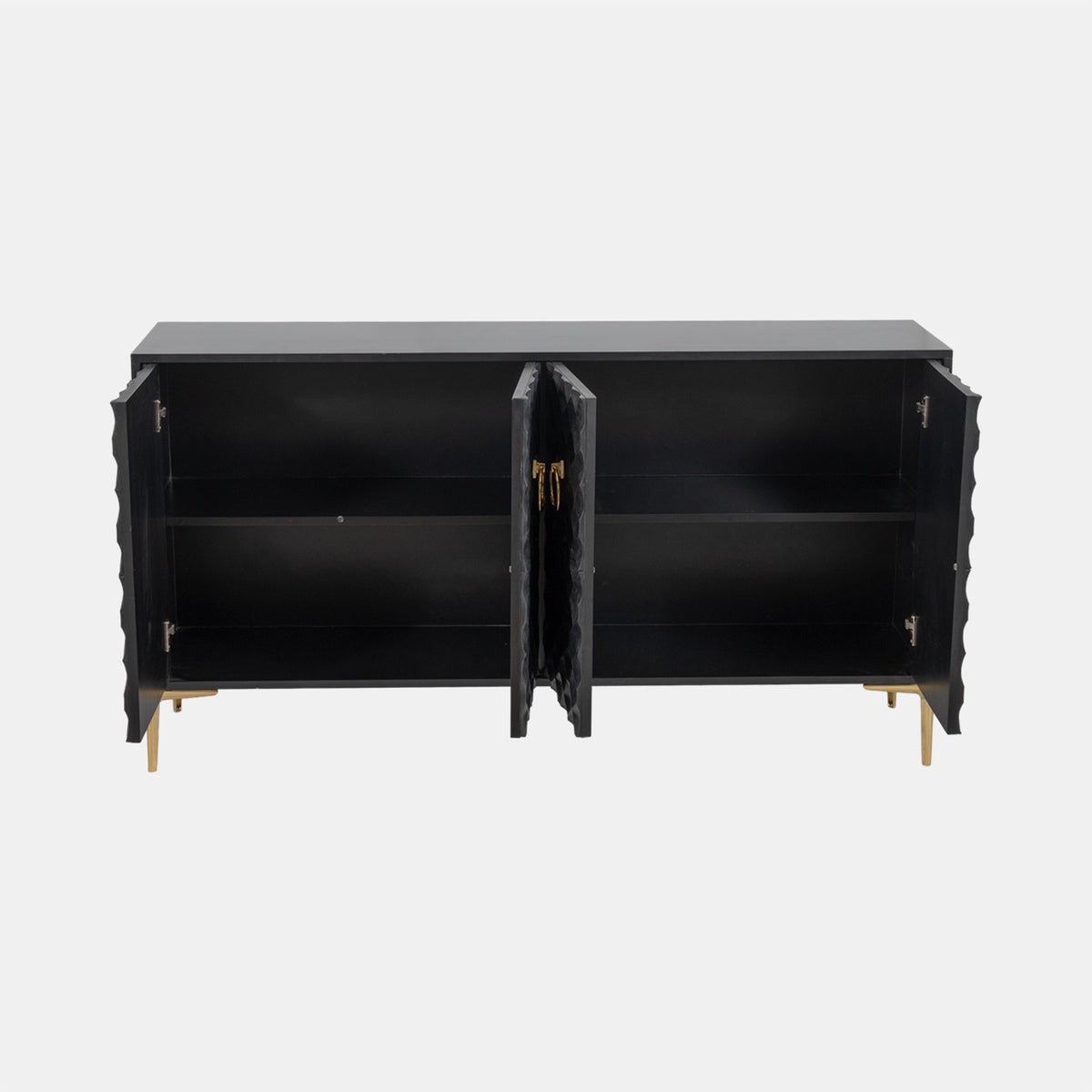 Black Wood and Gold Console Cabinet