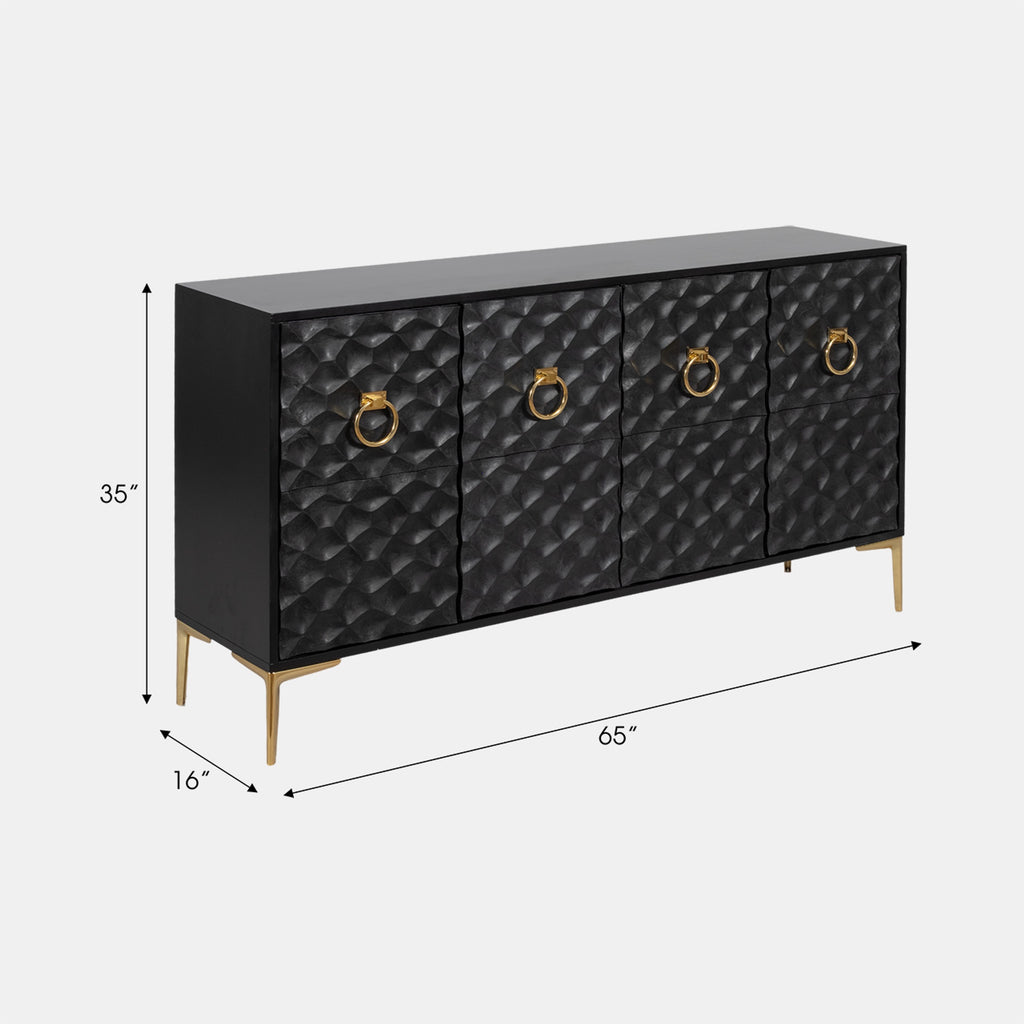Black Wood and Gold Console Cabinet
