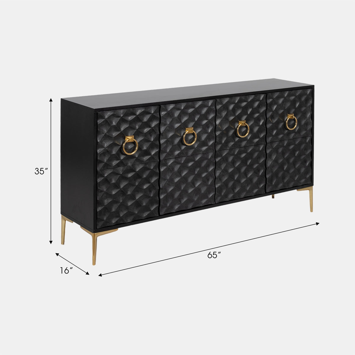 Black Wood and Gold Console Cabinet