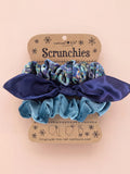 Mixed Print Bow Scrunchies, Set of 3 - Blue