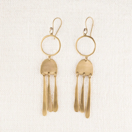 Brass Halo Fringe Earrings