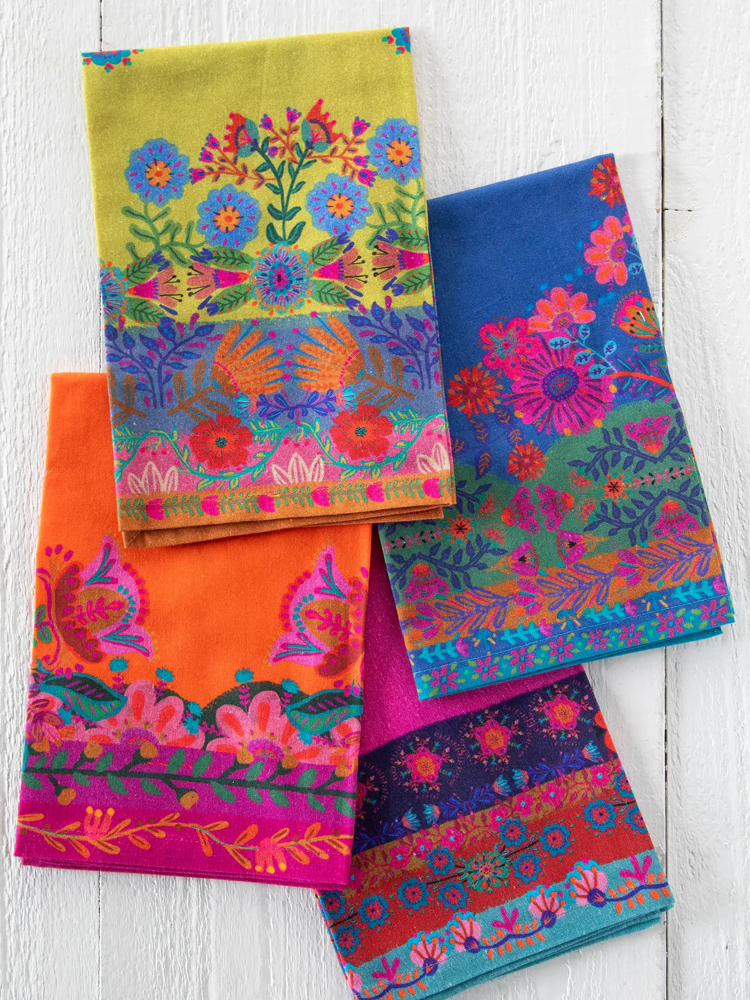 Bohemian Bungalow Napkins, Set of 4-Blue Borders