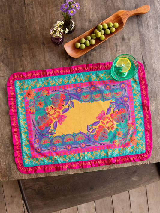 Mustard Borders Bohemian Bungalow Ruffle Placemat