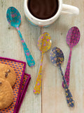 Multicolored Ditsy Teaspoons, Set of 4