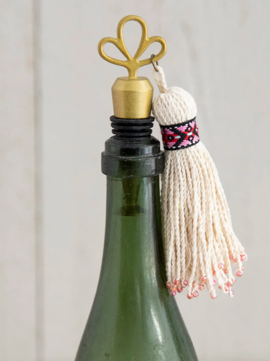 Cream Tassel Bottle Stopper