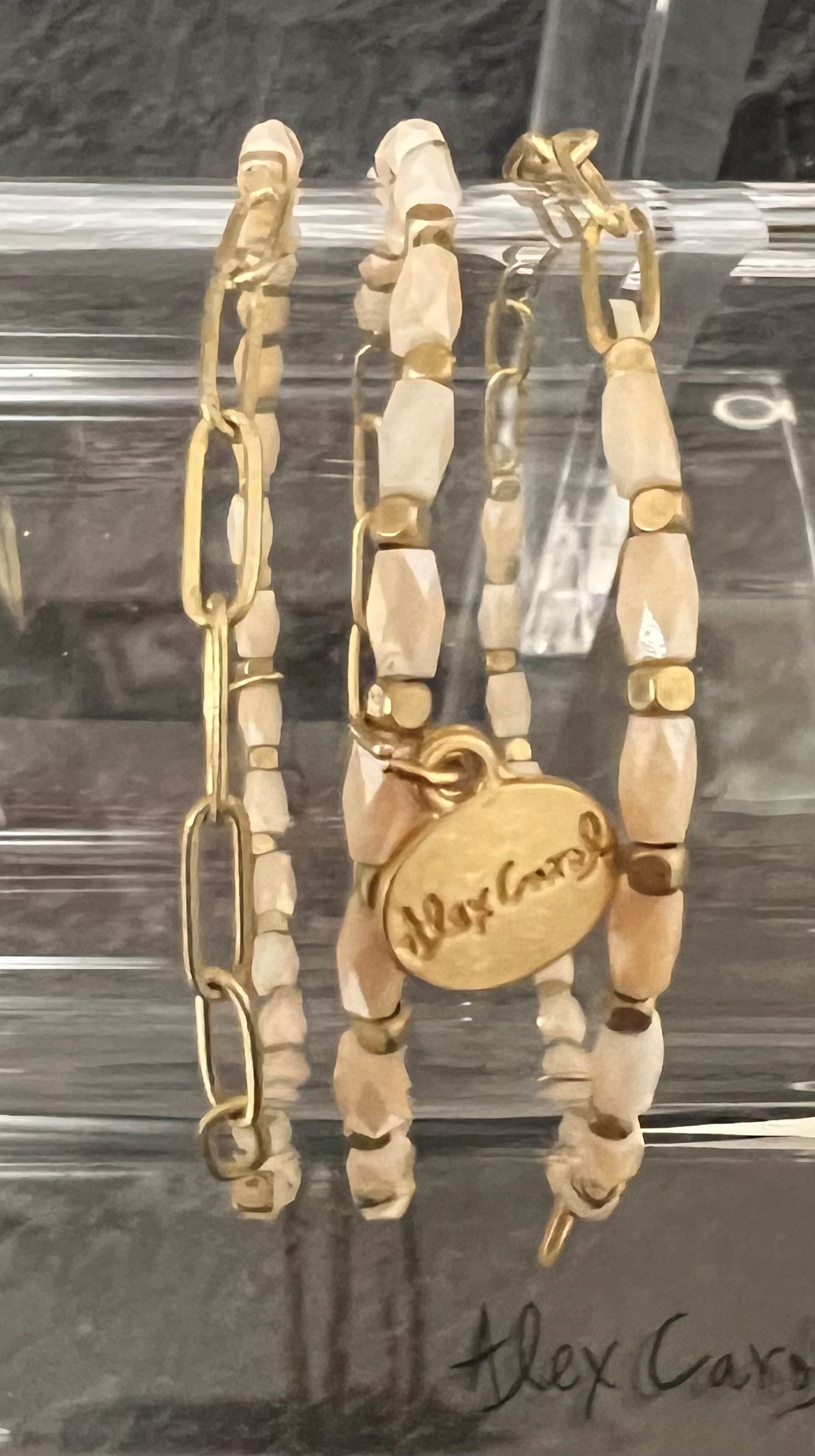 Crystal & Gold Stretch Stacker Bracelets, Gold Links