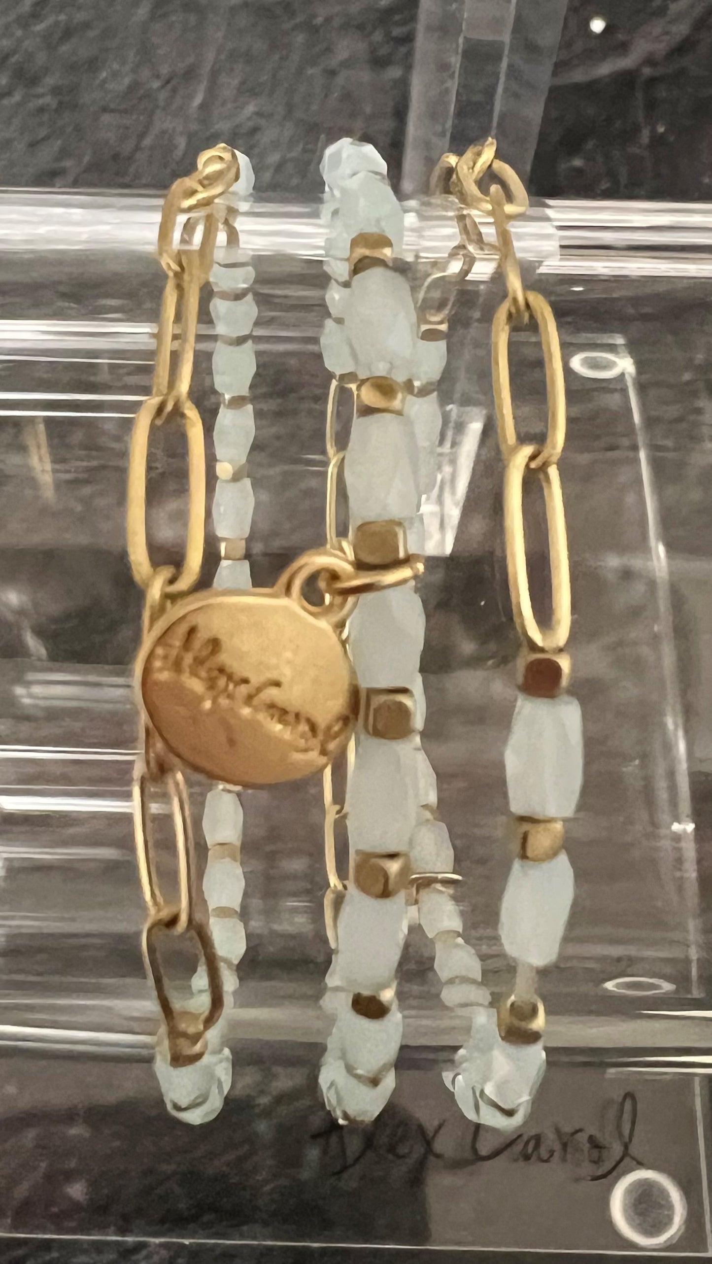 Crystal & Gold Stretch Stacker Bracelets, Gold Links