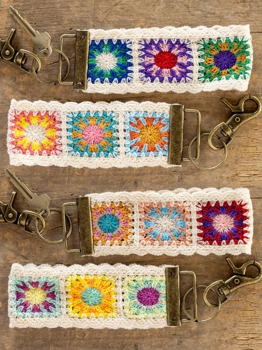 Cream Crochet Key Fob