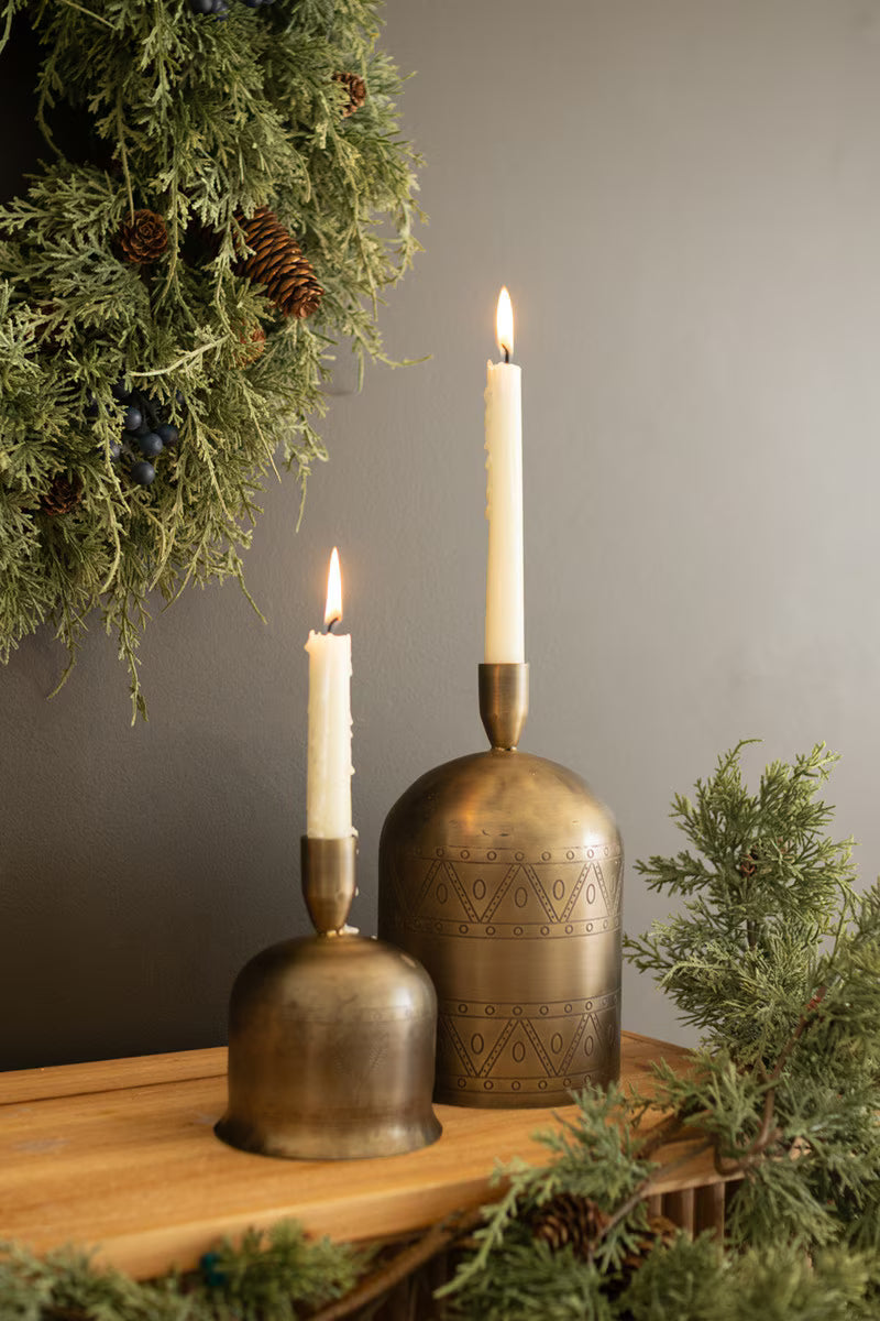 Brass Bell Taper Candle Holders