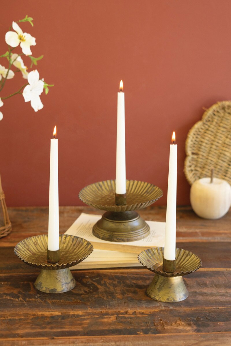 Antique Gold Fluted Taper Holders