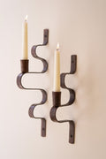 Forged-Iron Wavy Metal Taper Candle Wall Sconces