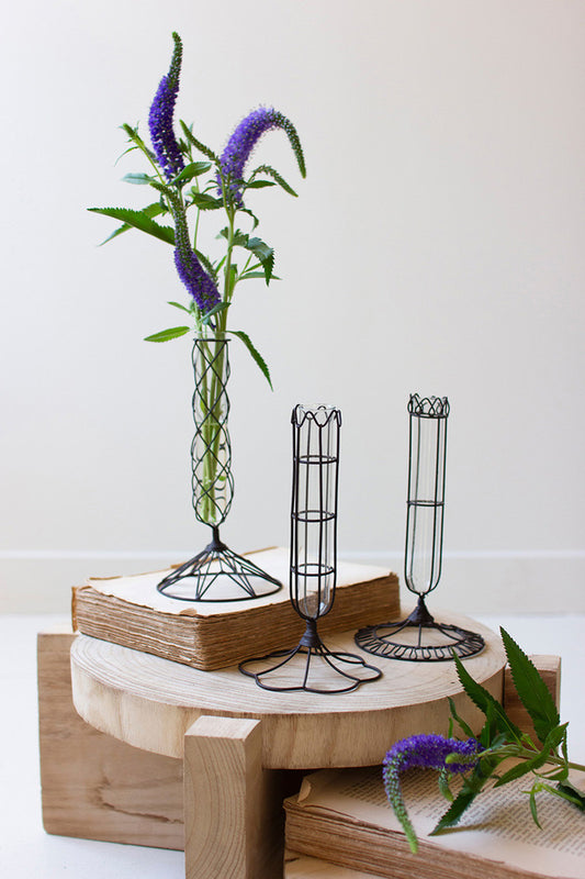 Wire Wrapped Glass Bud Vases