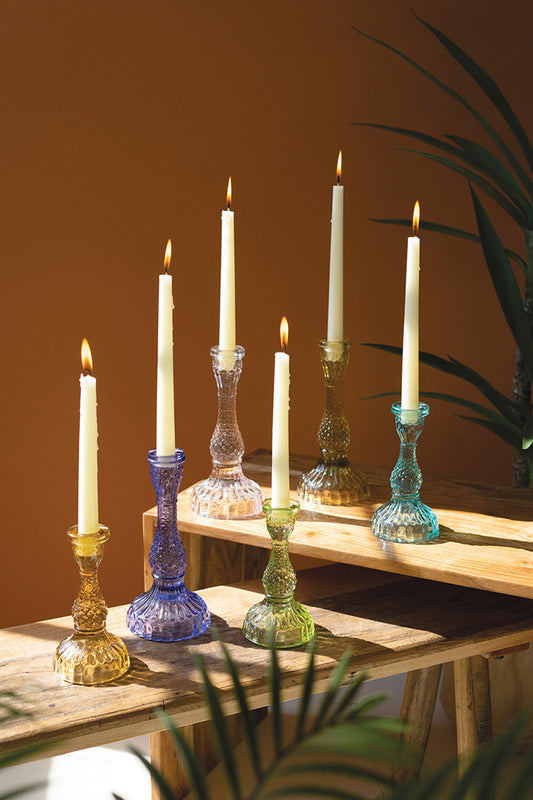 Multicolor Glass Candle Holders