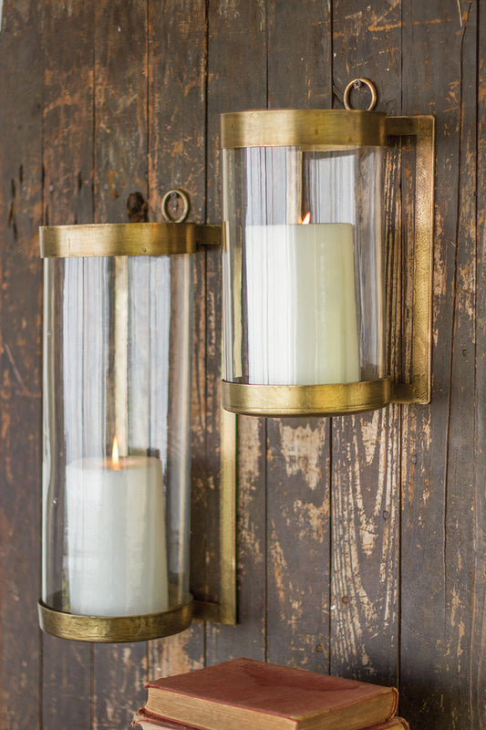 Glass & Brass Wall Mount Hurricanes