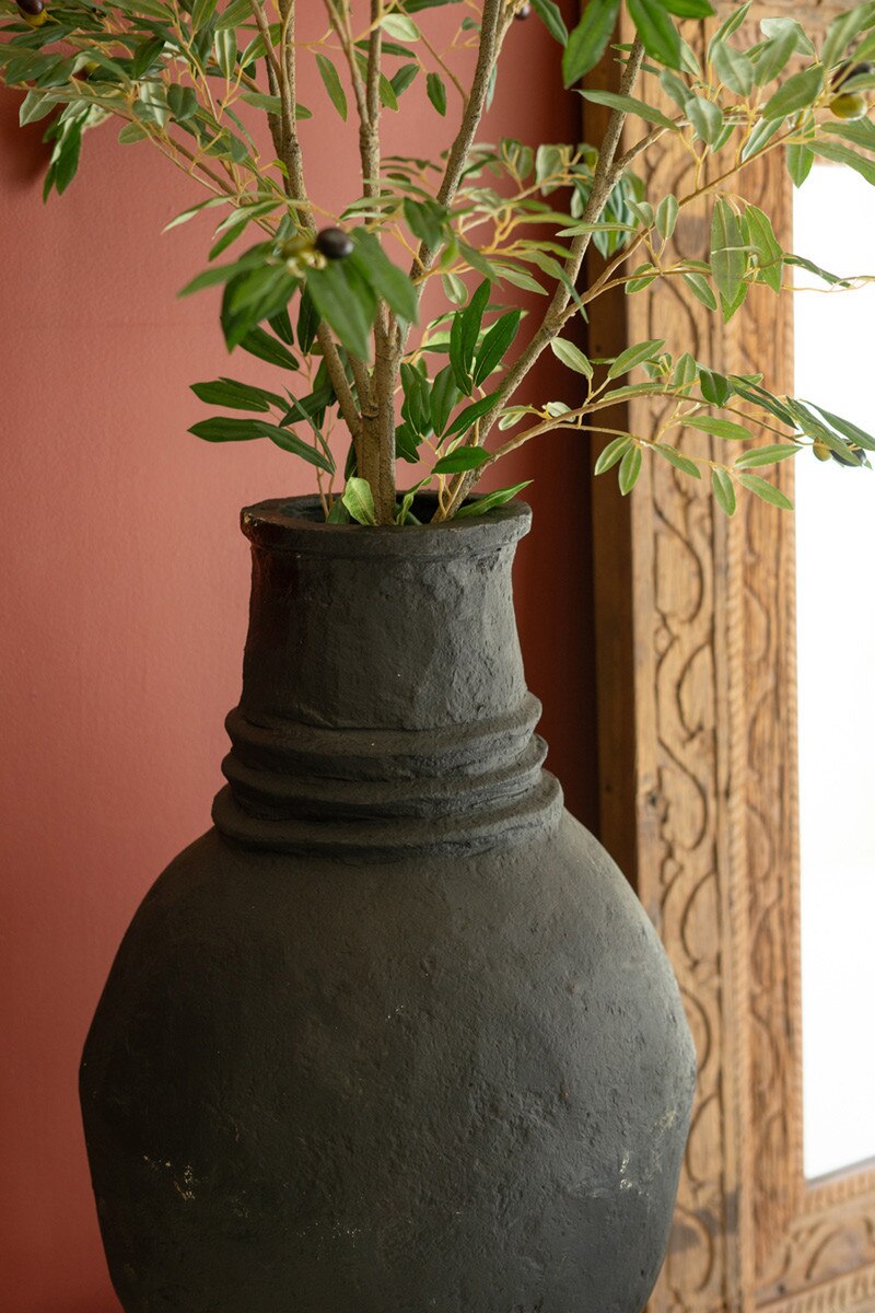 Set of 2 Paper Mache Oval Urns