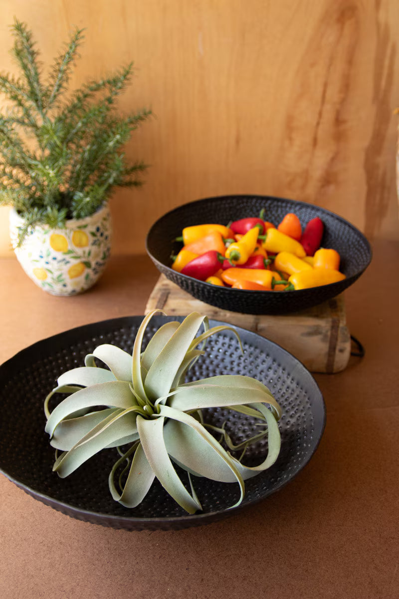 Black Hammered-Iron Bowls