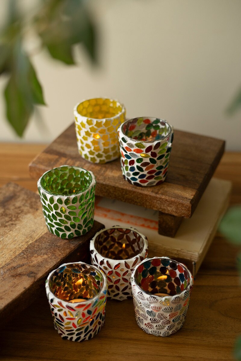 Mosaic Glass Votive Holders