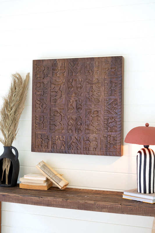 Hand-Carved Wooden Wall Panel