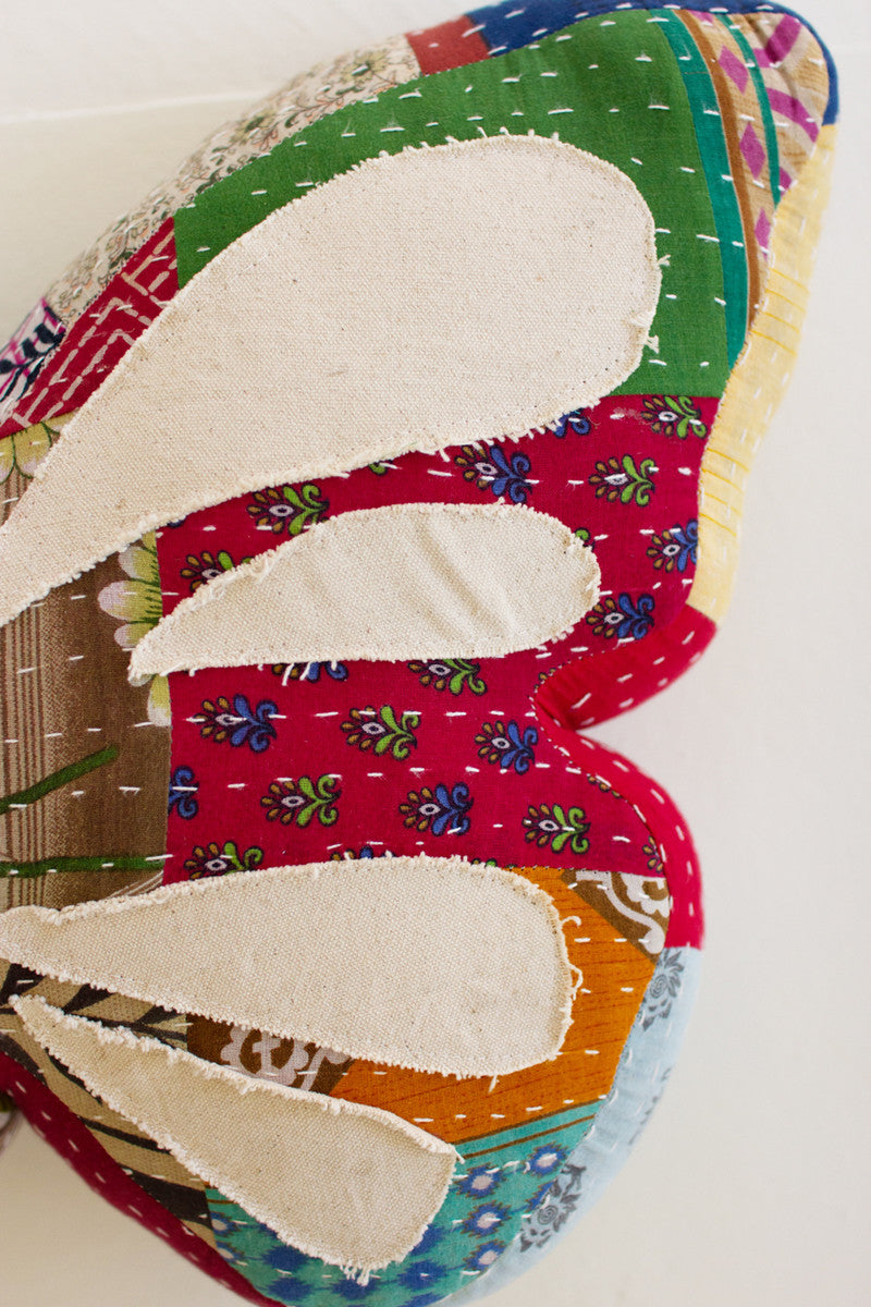 Butterfly Kantha Pillow