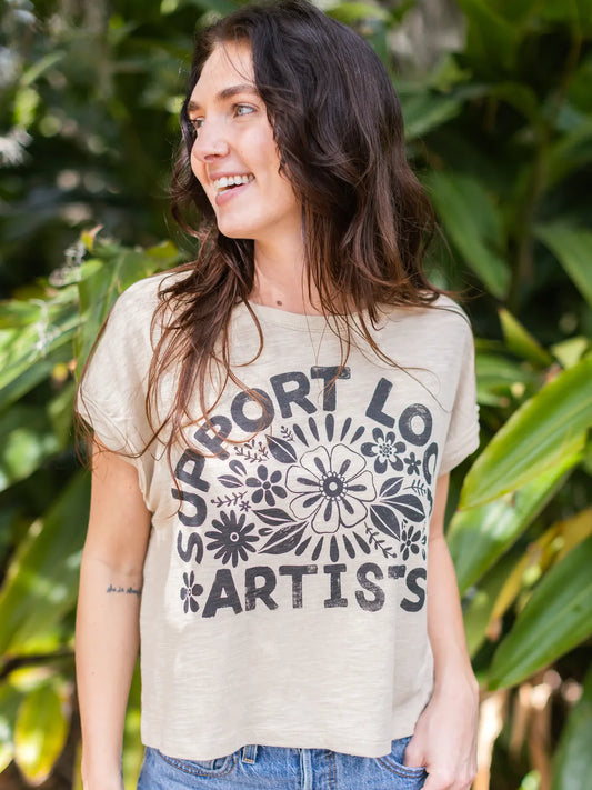 Frankie Cotton Boxy Tee Shirt-Support Local Artists