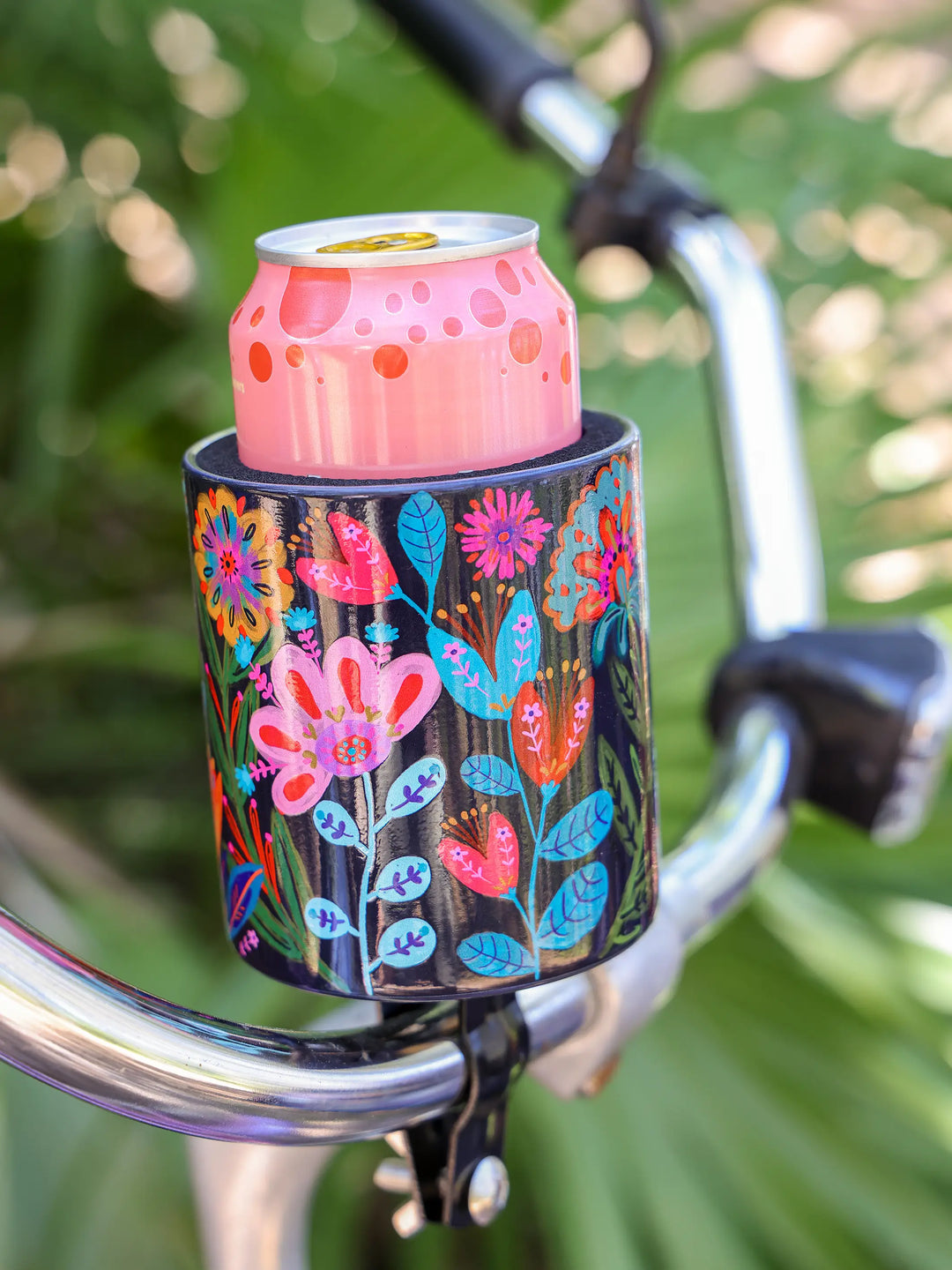 Bike Cup Holder - Indigo Folk Flower