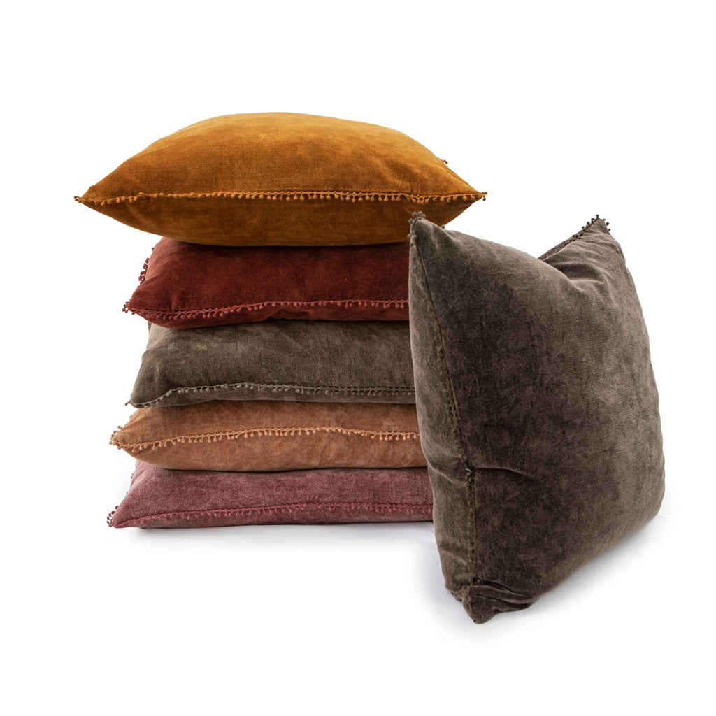 Velvet Pillows with Poms