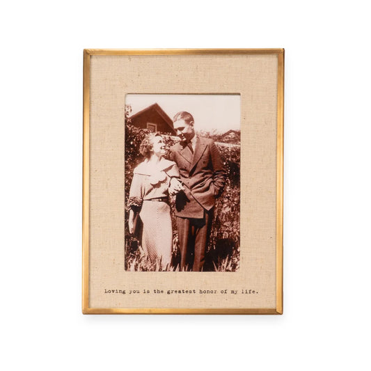 "Loving You" Brass Linen Frame