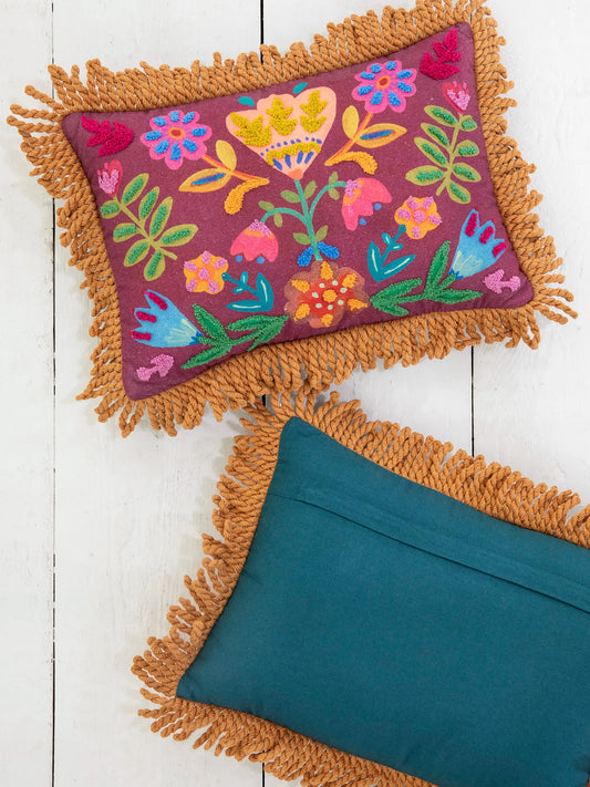 Tufted Boho Pillow - Mauve