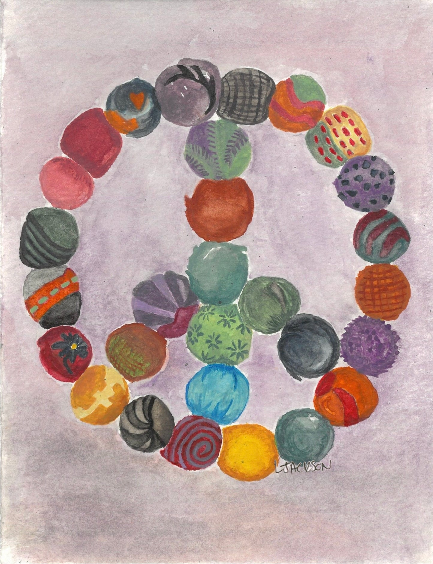 Watercolor Kantha Peace Art Poster