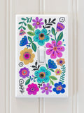 Cream Folk Flower Painted Wooden Switch Cover