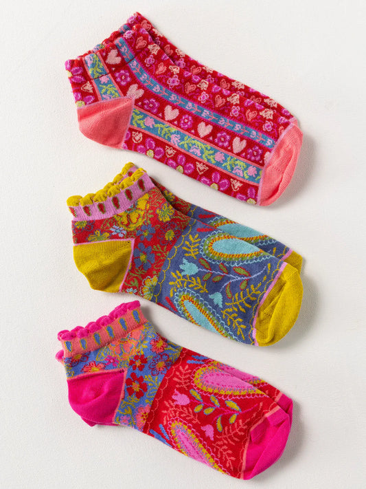 Cozy Ankle Socks, Set of 3 - Hearts