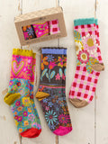 Boxed Boho Sock, Set of 3 - Red Hearts