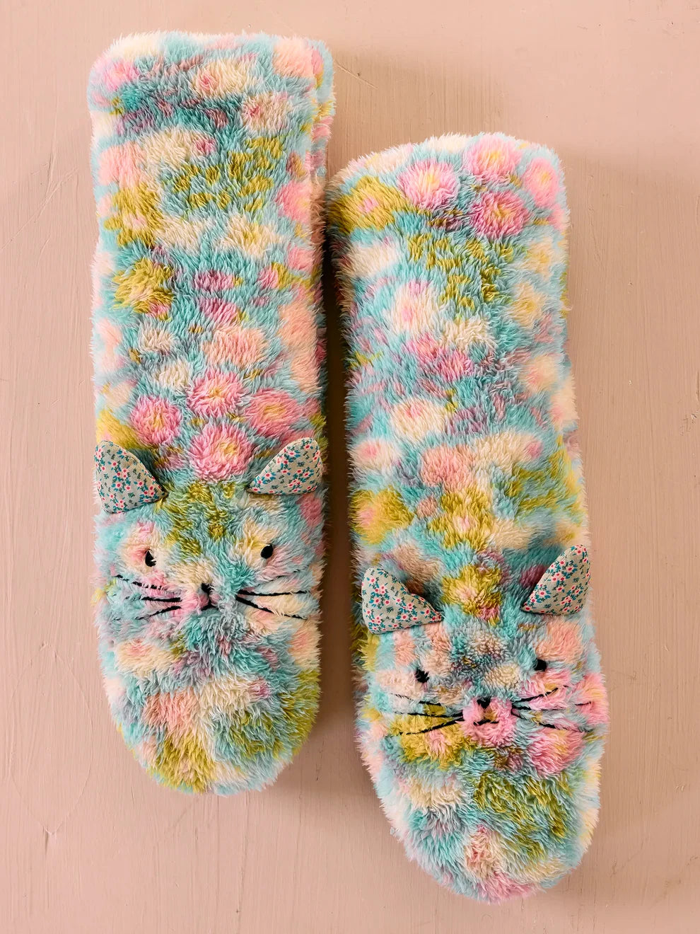 Fluffy Sherpa Slipper Socks - Cat