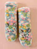 Fluffy Sherpa Slipper Socks - Cat
