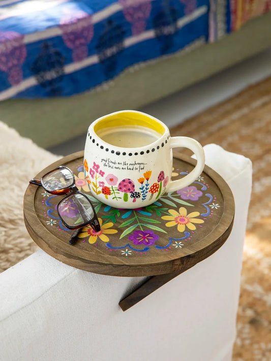 Folk Flower-Clip On Sofa Tray Table